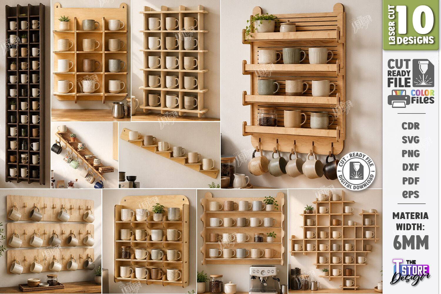 Wall Mug Holders Laser Cut Bundle | CNC