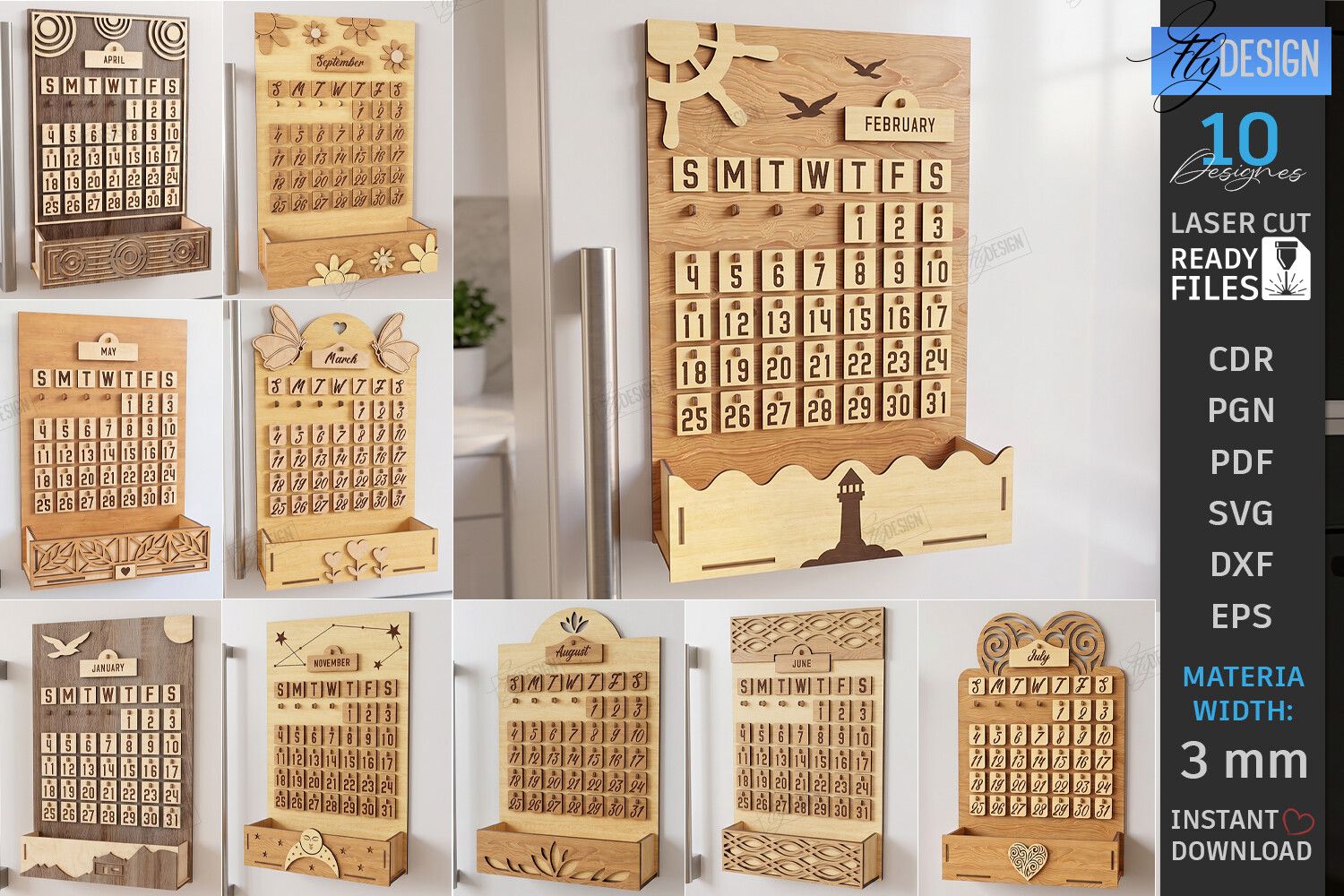 Magnet Perpetual Calendars Laser Cut Set
