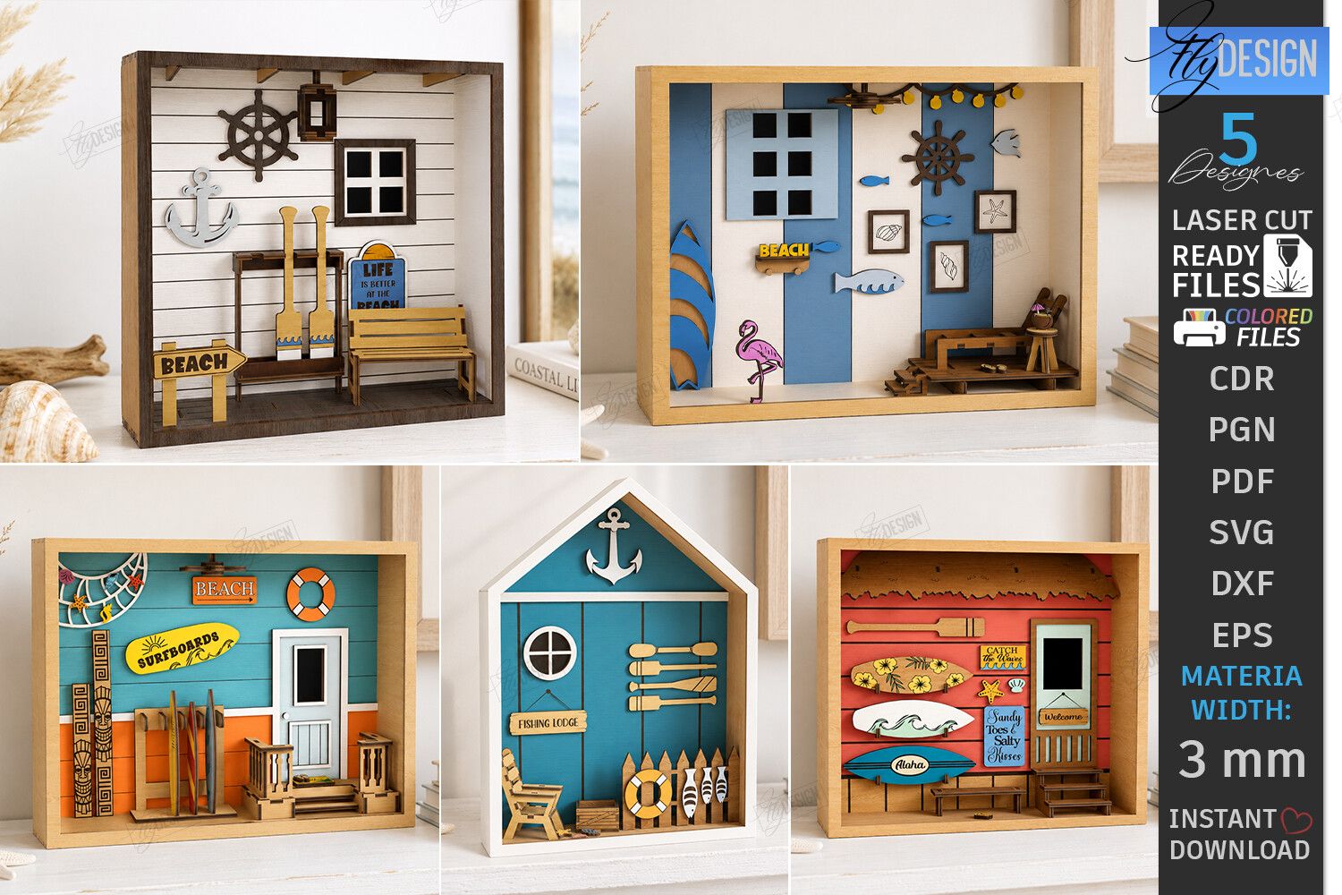 3D Beach Room Box Miniature Laser Bundle