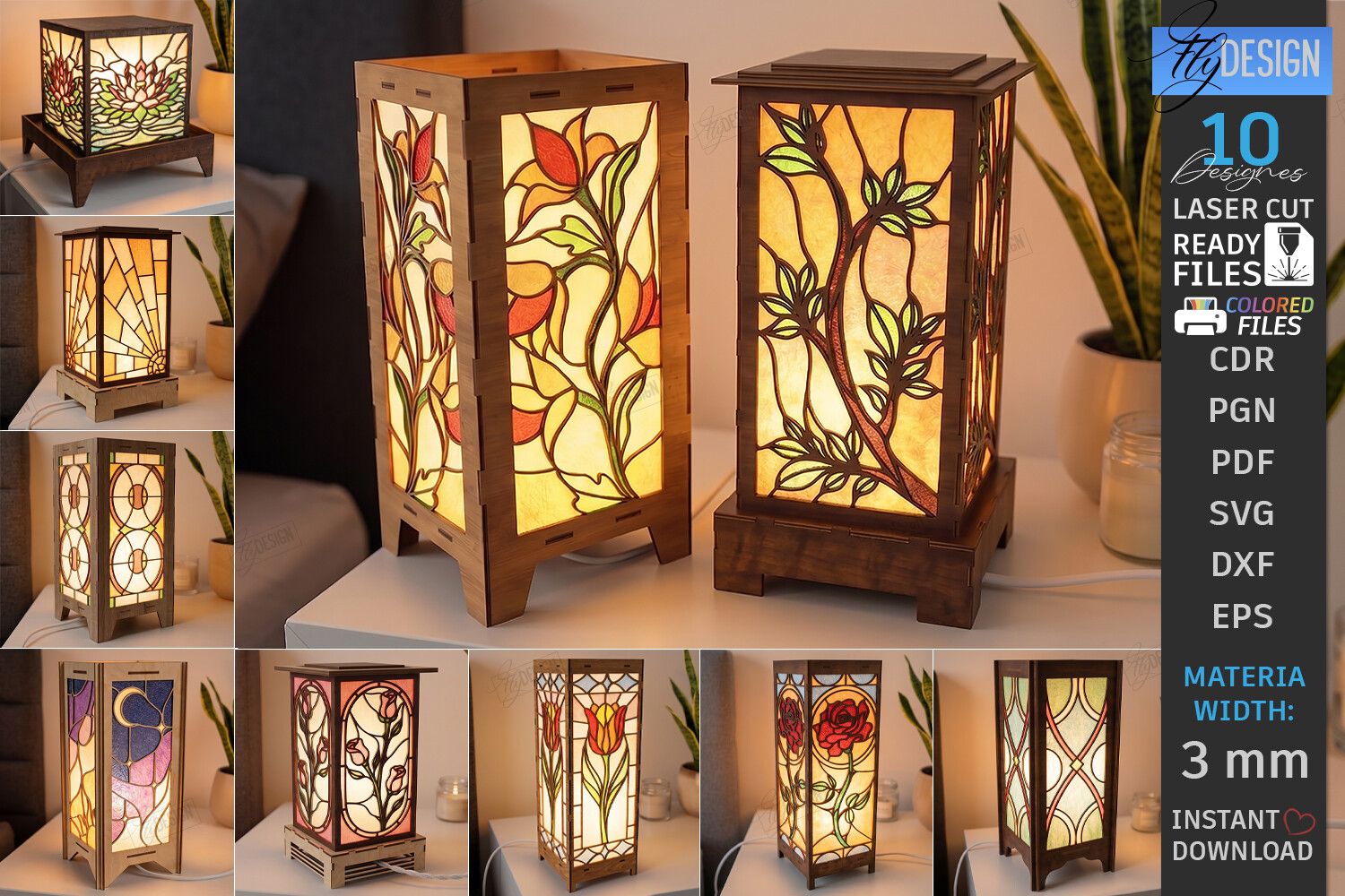 Stained Glass Floor Lamp Laser Bundle