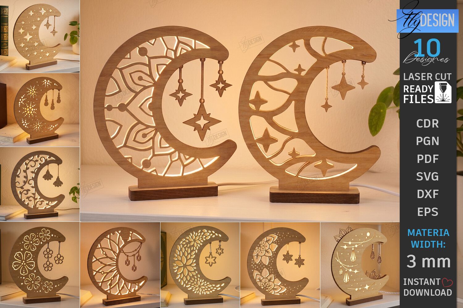 Moon Nightlight Lamp Laser Cut Bundle
