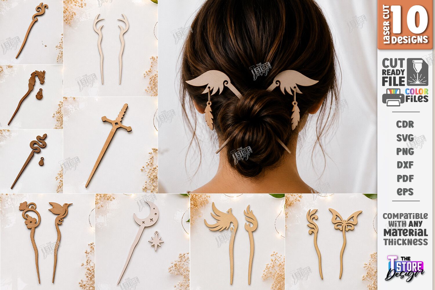 Hair Sticks and Pins Laser Cut Bundle